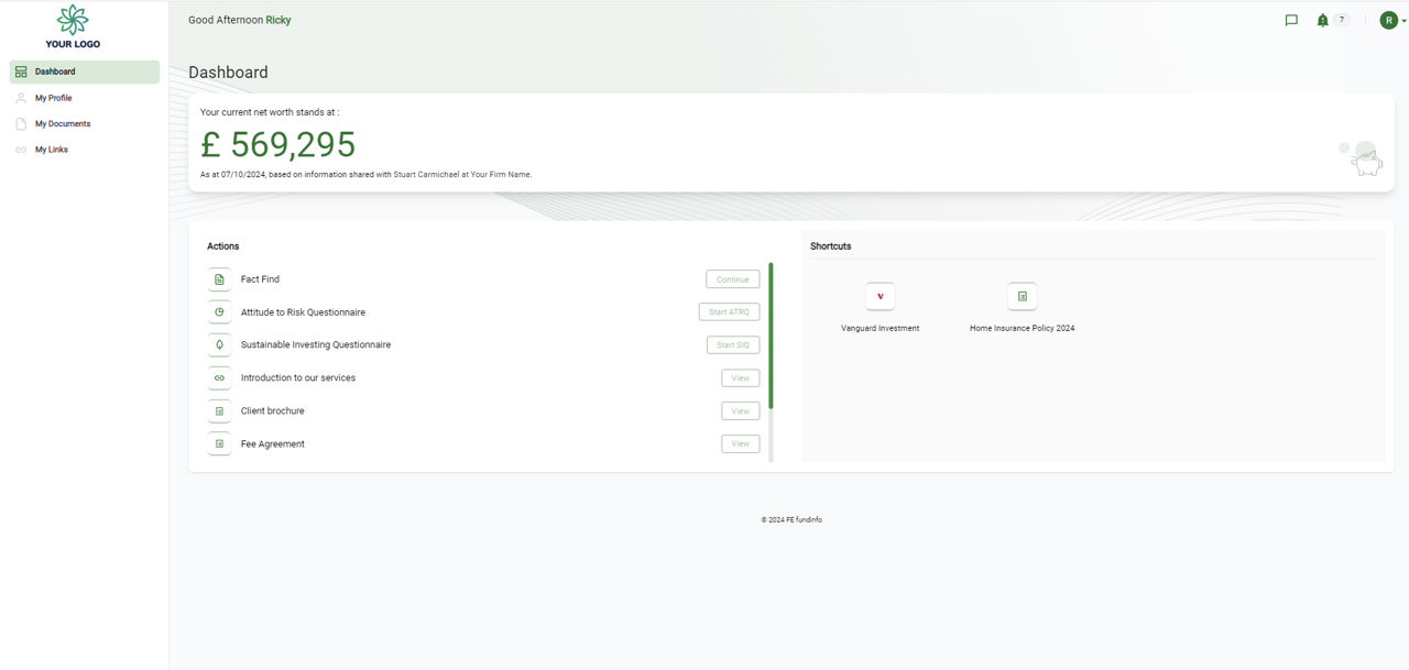 FE Onboard Client Portal Dashboard